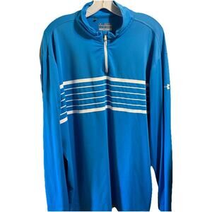 Under Armour Mens 2XL Loose Heat Gear 1/4 Zip Sweater Blue Lightweight Active
